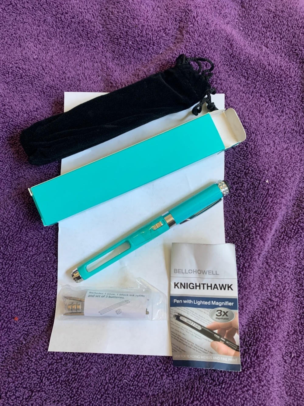 New Knight Hawk Set of 4 Assorted Color Pen with Lighted Magnifier - Picture 9 of 10
